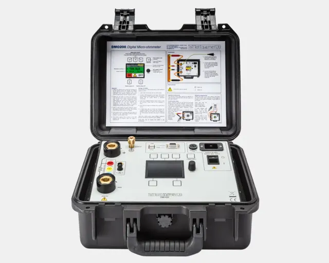 T&R digital micro-ohmmeter in an open protective case