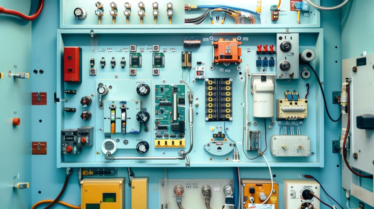 Industrial control panel with illuminated indicators and switches