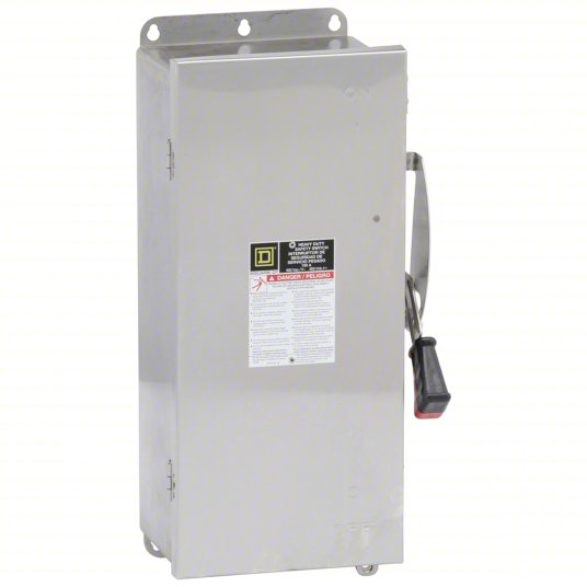 Schneider H363NDS Square D Safety Switch - 100A Heavy Duty Fusible, 3-Pole 600VAC/DC, NEMA 4X, Quick Make/Break, Indoor/Outdoor Stainless Steel